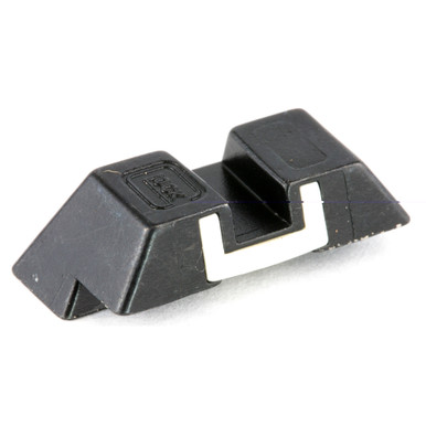 Glock OEM Fixed Rear Sight 6.5mm steel — close-up detail and profile view