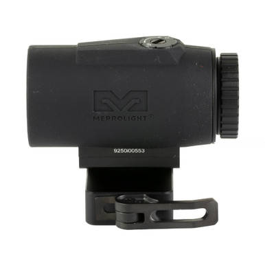 Meprolight MMX4 magnifier shown mounted with flip-to-side arm deployed