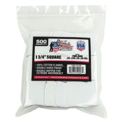 Pro-Shot Products 7mm-.38 Cal Cotton Flannel Cleaning Patches 500-Pack
