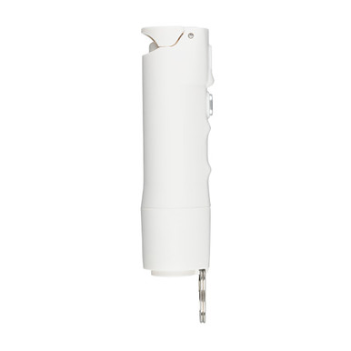 Sabre 2-in-1 Pepper Spray and Personal Alarm in White with tuck-away key ring