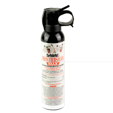SABRE Frontiersman MAX 9.2oz Bear and Mountain Lion Spray in black holster