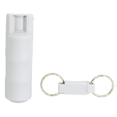 SABRE RED Light Gray Hard Case Pepper Spray Keychain front view