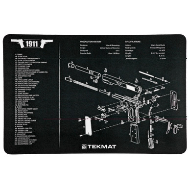 TekMat 1911 Pistol Cleaning Mat with exploded parts diagram and neoprene rubber backing