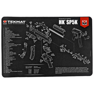 TekMat HK SP5K Pistol Cleaning Mat with exploded parts diagram and neoprene backing