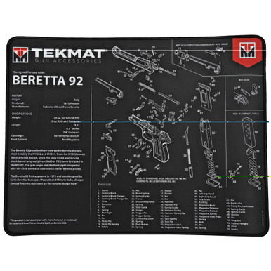 TekMat Ultra 20 Beretta 92 Gun Cleaning Mat with parts diagram layout