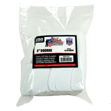 Pro-Shot 12/16 Gauge Cleaning Patches 250 Pack cotton flannel bore patches