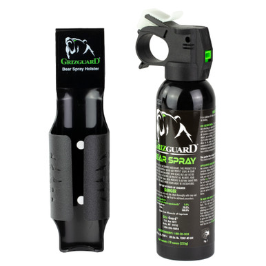 PS Products Griz Guard Bear Spray 7.9oz with holster, front view