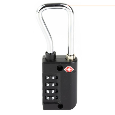 FSDC TSA combo padlock side angle showing dial detail and steel shackle