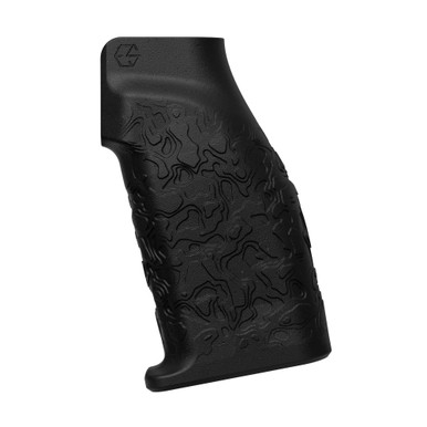 Edgar Sherman Design AR-15 Granite Grip Topo Pistol Grip in black, showing topo texture and tapered profile