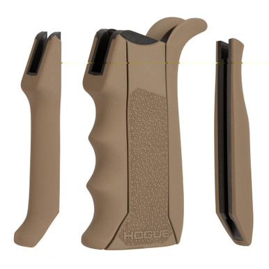 Hogue AR-15 Modular Overmolded Pistol Grip FDE – front view showing rubber texture