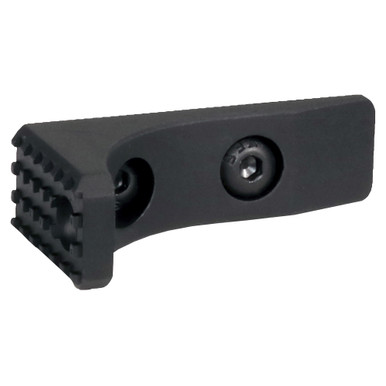 Samson M-LOK Hand Stop and Barricade Stabilizer in black, angled view showing knurled face and mounting hardware