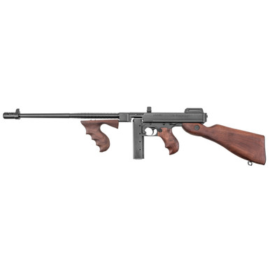 Auto-Ordnance Thompson 1927A-1 Deluxe left side profile showing walnut stock and Cutts compensator