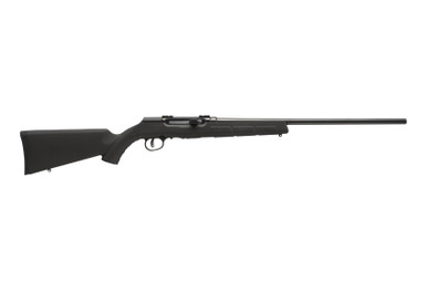 Savage Arms A17 semi-automatic rimfire rifle in .17 HMR with black synthetic stock and blued barrel