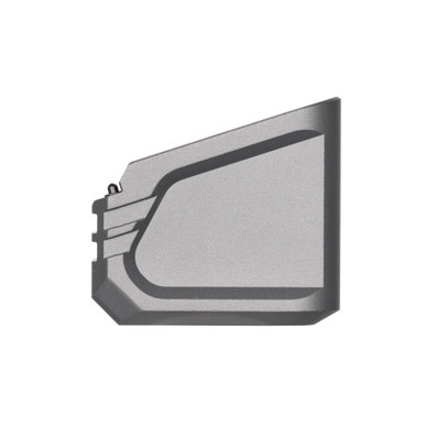 Tyrant CNC Magazine Extension for Glock 17/22 in gray anodized aluminum, front view