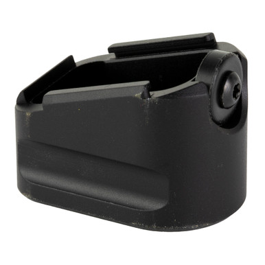 Warne Mag Ext for CZ 75 +4 Black - alternate angle showing finger grooves and Torx retention screw