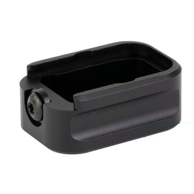 Warne Mag Extension for Glock 17/22 in black anodized aluminum, front view