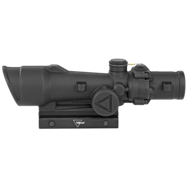 Trijicon ACOG 3.5x35 LED Red Chevron reticle and lens detail view