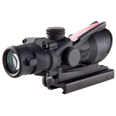 Trijicon ACOG 4x32 Red Chevron reticle view and scope detail