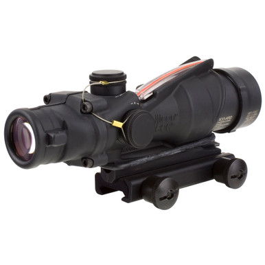 Trijicon ACOG RCO 4x32 reticle view showing red chevron BDC pattern