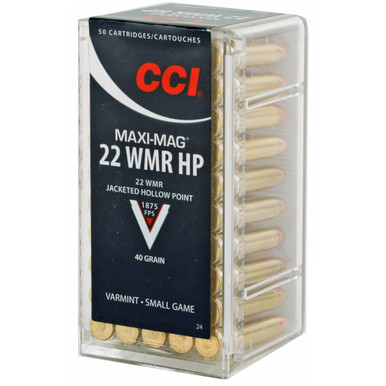 CCI Maxi-Mag 22 Magnum copper-plated hollow point cartridges close-up