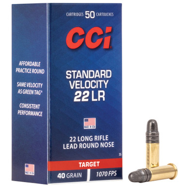 CCI Standard Velocity 22 LR 40gr LRN 50-Round Box front view