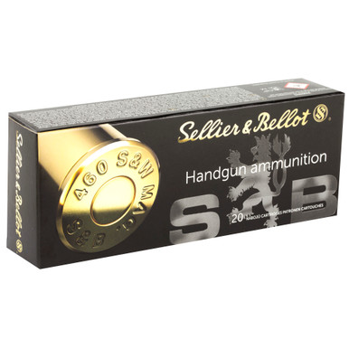 Sellier & Bellot 460 S&W JHP rounds and box detail view