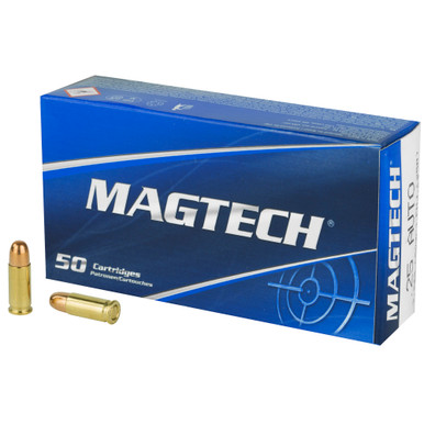 Magtech 25 ACP 50 Grain FMJ ammunition box front view