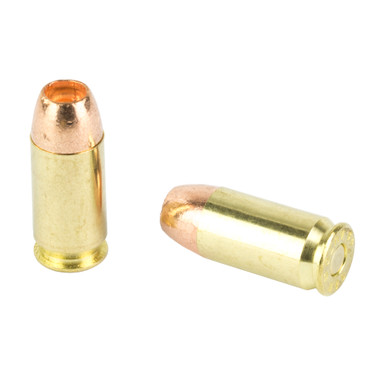 Sellier and Bellot XRG Defense 45 ACP solid copper hollow point bullet close-up