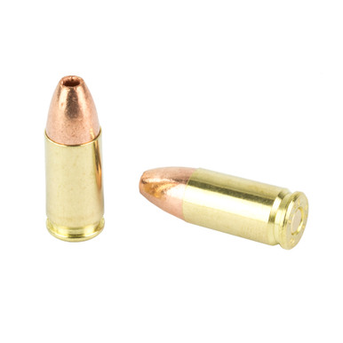 Sellier & Bellot XRG Defense 9mm SCHP solid copper hollow point bullets close-up