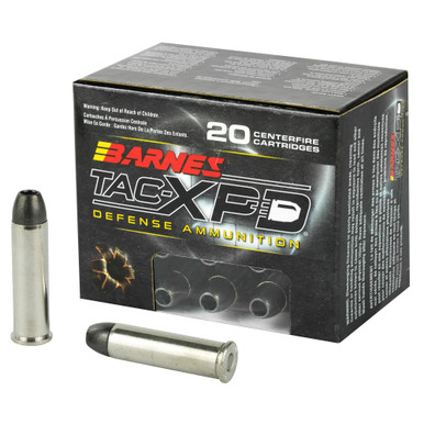 Barnes TAC-XPD 357 Magnum 125gr Hollow Point ammunition box front view