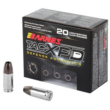 Barnes TAC-XPD 9mm 115 Grain Hollow Point box and cartridges