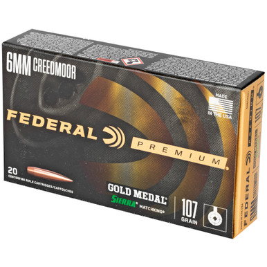 Federal Gold Medal 6mm Creedmoor 107gr SMK ammunition cartridges detail view