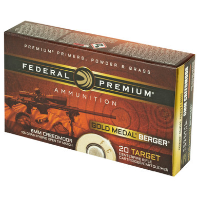 Federal Gold Medal Berger 6mm Creedmoor 105gr BTHP box of 20 rounds