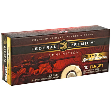 Federal Gold Medal 223 Rem 69gr Sierra MatchKing cartridges close-up