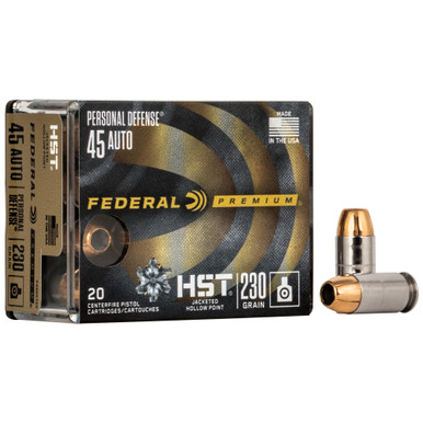 Federal Premium HST 45 ACP 230 Grain JHP box and cartridges