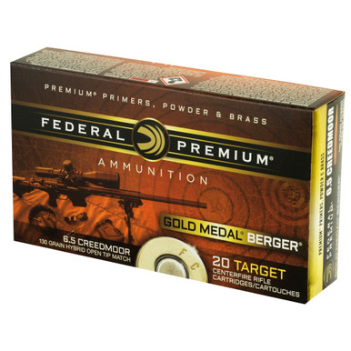 Federal Gold Medal 6.5 Creedmoor 130gr OTM cartridge close-up showing bullet profile