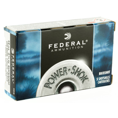 Federal PowerShok Low-Recoil 12 Gauge 00 Buckshot box front view