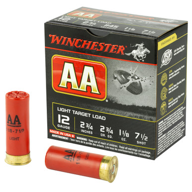 WINCHESTER AA TARGET - 12 GA - 2.75" - #7.5 - 1 1/8 OZ - 25 RDS/BOX
