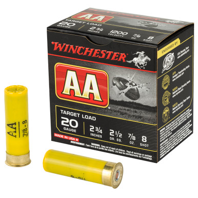 WINCHESTER AA TARGET - 20 GA - 2.75" - #8 - 7/8 OZ - 25 RDS/BOX