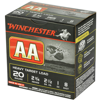 Winchester AA Heavy Target 20 Gauge shotshells close-up view