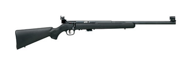Savage Arms Mark II FVT 22 LR bolt-action rifle with matte black synthetic stock and heavy barrel