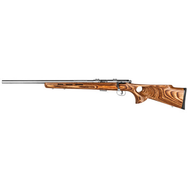 Savage 93R17 BTVLSS Left-Hand 17 HMR bolt-action rimfire rifle with laminate thumbhole stock