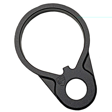 Fortis QD End Plate in black anodized aluminum, front view