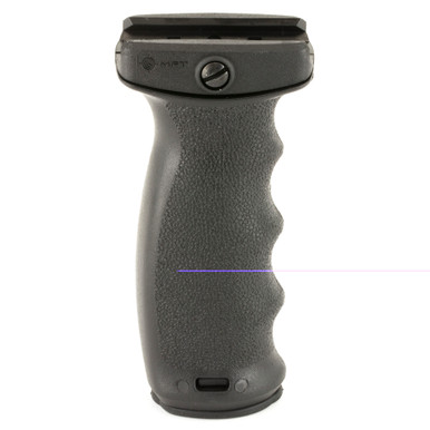Mission First Tactical REACT Ergo Vertical Grip showing storage compartment and Picatinny mount