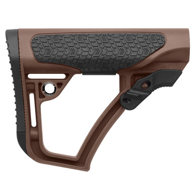 Daniel Defense Brown AR-15 Buttstock showing rubber overmolding and butt pad detail