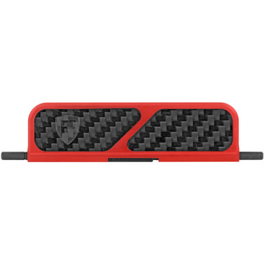 Fortis AR-15 Billet Aluminum Dust Cover in Carbon Fiber Red – front view