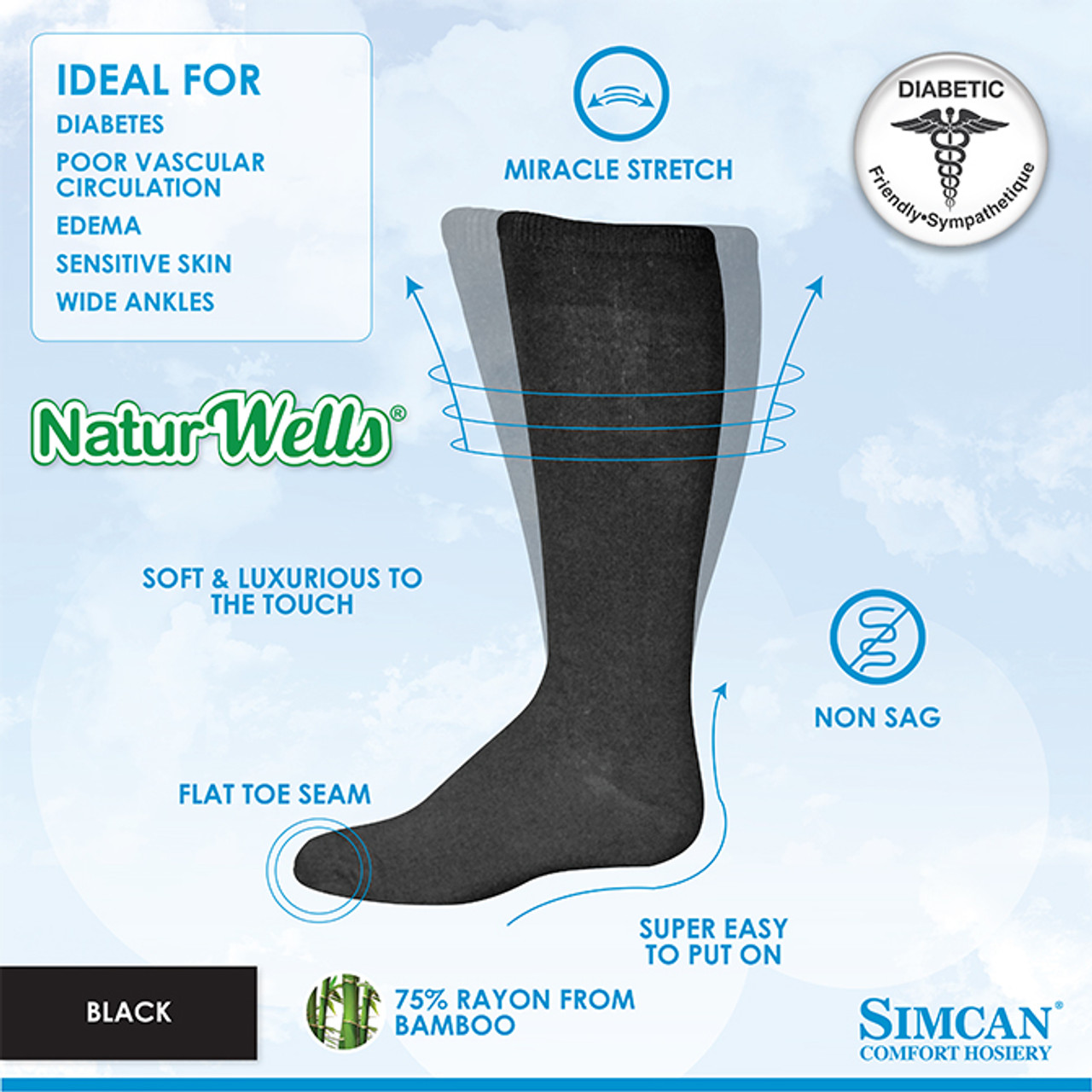 Buy Simcan Nuturwells Diabetic Socks For Sensitive Feet Black Canada ...