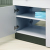 Clinton laminated wood exam table cabinet opens from either side