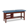 Clinton 1030 Classic Series Treatment Table with Shelving. Dark Cherry Wood Finish | Exam Tables Direct