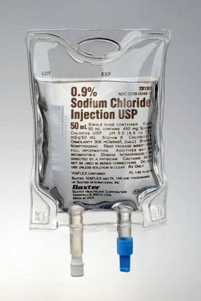 Container Containing An Injection Baxter 0.9% Sodium Chloride Injection, USP, 50 mL VIAFLEX Plastic ...